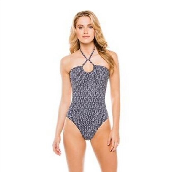 navy bandeau swimsuit